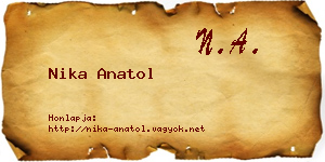 Nika Anatol névjegykártya